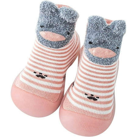 

QWZNDZGR Infant Boys Girls Animal Cartoon Socks Shoes Toddler Fleece Warm Shoes Rubber Sole Booties Prewalker