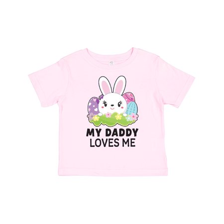 

Inktastic My Daddy Loves Me with Bunny and Easter Eggs Gift Toddler Toddler Girl T-Shirt