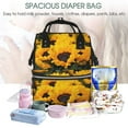 thumbnail image 5 of Balery Flower Bush Sunflower Mummy Backpack - Waterproof Twill Canvas, Large Capacity Diaper Bag with Multiple Pockets and Adjustable Straps, 5 of 6