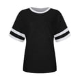 thumbnail image 5 of Womens T Shirts Summer Tops 2025 Color Block Short Sleeve Crewneck Loose Stylish Basic Tees Tshirts Shirts for Women, 5 of 6