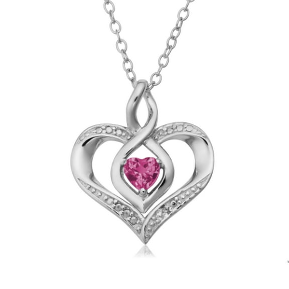 Sterling Silver Heart Shape Gemstone June Birthstone Necklace, 18"