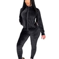 thumbnail image 1 of Seyurigaoka Winter Women Juniors Casual Clothes 2Pcs Suit, Velvet Long Sleeve Zipper Tops + Pants, 1 of 5