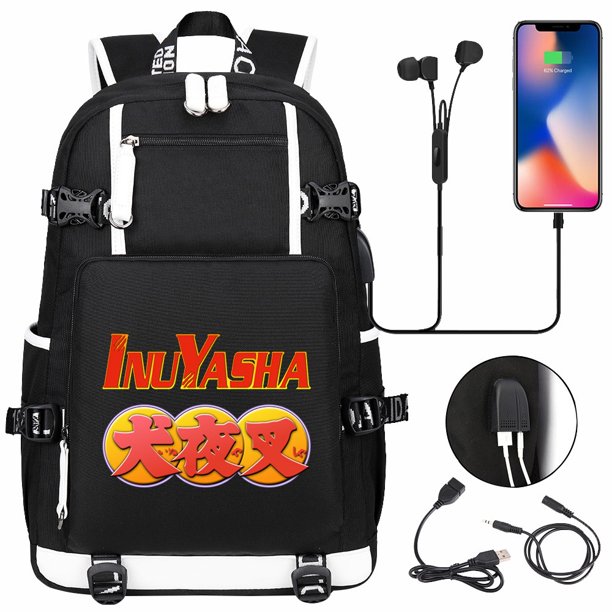 Anime Dibujos Animados Inuyasha USB Gran Capacidad Joven Estudiante Mochila Hombres Mujeres Ocio Viaje