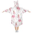 thumbnail image 2 of Wearable Blanket with Sleeves and Pocket Oversized Hooded Sweatshirt 3-14 YR Cute Pink Flamingo Pattern L, 2 of 7
