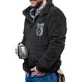 thumbnail image 2 of Men's Stand Collar Velvet Sweater Coat Long Sleeve Printed Jacket for Spring Winter Seasons, 2 of 6