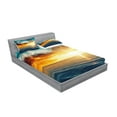 thumbnail image 2 of Ocean Fitted Sheet & Pillow Sham Set, Majestic Sunset over the Sea Scenic Idyllic Aquatic View Morning Picture, Decorative Printed 6 Piece Bedding Decor Set, Queen, Turquoise Orange Blue, by Ambesonne, 2 of 3