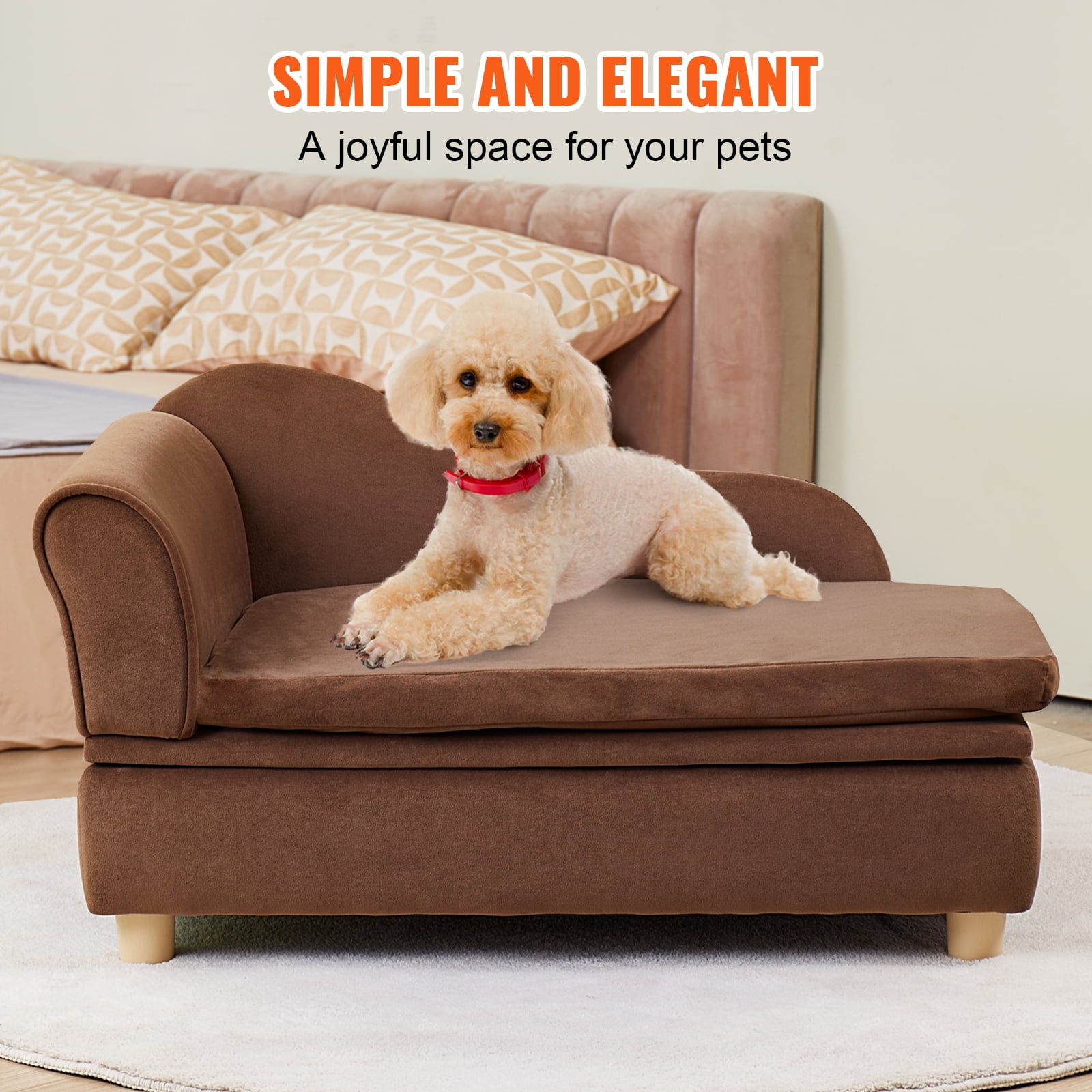 Vevor Pet Sofa Dog Couch For Medium Sized Dogs And Cats Soft Velvety Dog Sofa Bed 81 Lbs Loading Cat Sofa Dark Brown