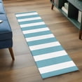 thumbnail image 4 of Aqua Striped Large Area Rugs for Bedroom Living Room, Soft Non Slip Carpet Bedside Rug, Modern Farmhouse Blue White Stripes Rectangular Floor Cover Kitchen Accent Rug 2'x6' for Dining Room/Office, 4 of 9