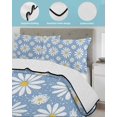 thumbnail image 4 of Quilts Twin Size, Blue Daisy Soft Comforter Bedding Set for Bed, Spring Floral Elegant Pastoral Botanical Lightweight Quilted Bedspread with Pillow Cover(2 Pieces) for All Season, 68x86 Inch, 4 of 6
