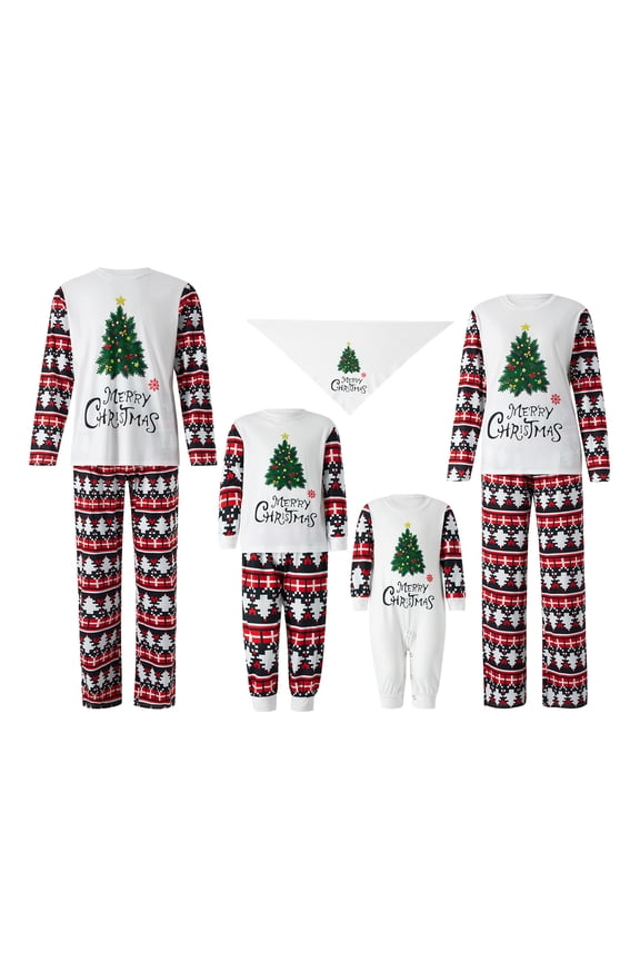 Family Christmas Pajamas Matching Sets Christmas Tree Xmas Sleepwear Long Sleeve PJs Outfits