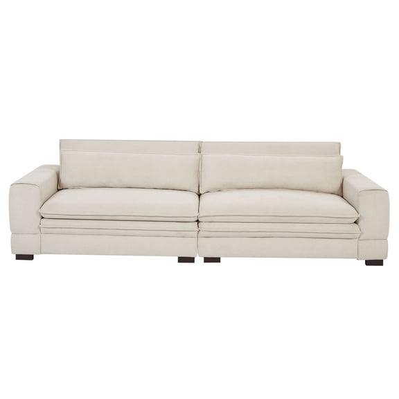 JERFIT Mid-Century Modern Loveseat Sofa, Beige Fabric Upholstered 2-Seater Couch for Small Space, Living Room, Apartment, Office