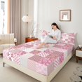 thumbnail image 2 of Manfei Bohemian Paisley Flowers Fitted Sheet Full 3 Pieces,Geometric Plaid Dots Bed Set,1 Fitted Sheet and 2 Pillowcases, 2 of 6