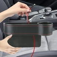 thumbnail image 4 of PU Leather Car Seat Gap Storage Box Universal Seat Gap Slit Box With Charging Hole Phone Bottle Keys Holder Box Auto Organizer, 4 of 10