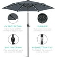 thumbnail image 5 of QRKD 7.5ft Outdoor Solar Market Table Patio Umbrella for Deck, Pool w/Tilt, Crank, LED Lights - Slate, 5 of 14