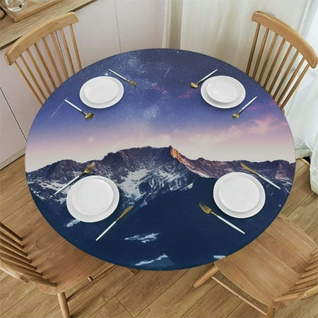 

60 Round Fitted Plastic Table Covers Bundle of 5 (Royal Blue)