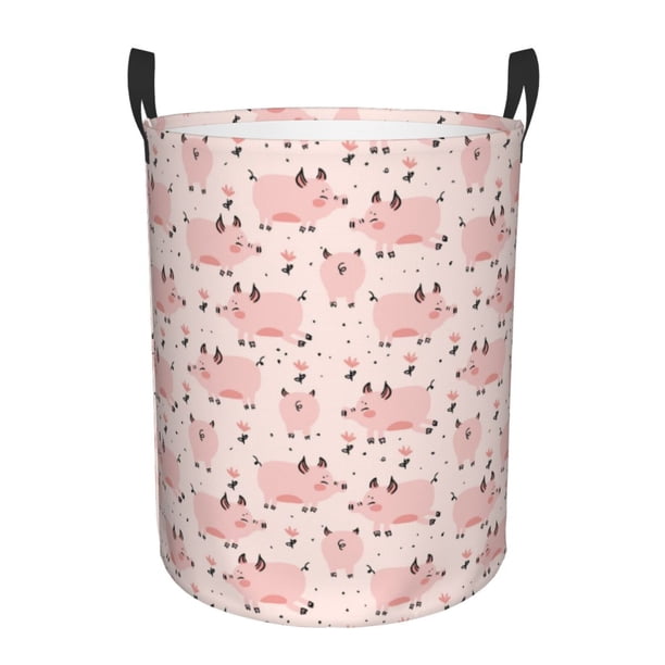 Fotbe Pig Cesto de Ropa con Asas, Cesto Impermeable de Gran Capacidad, Bolsa de Lavado para Dormitorio, Cesto de Ropa con Ruedas y Asas-Medium