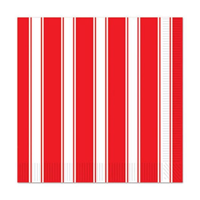 Serviettes de Déjeuner à Rayures Rouges et Blanches&44; Pack de 12