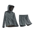 thumbnail image 2 of Xdegoge Men's Reflective Trim Sun Protection Set Hooded Zip Up Jacket with Matching Shorts Quick-Dry Athletic Tracksuit Active Workout Outfits for Outdoor Running, 2 of 5