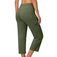 thumbnail image 5 of cocolona Women's Summer High Waist Cargo Capri Pants Casual Solid Color Stretch Loose Workout Yoga Cropped Pants with Pocket, 5 of 5