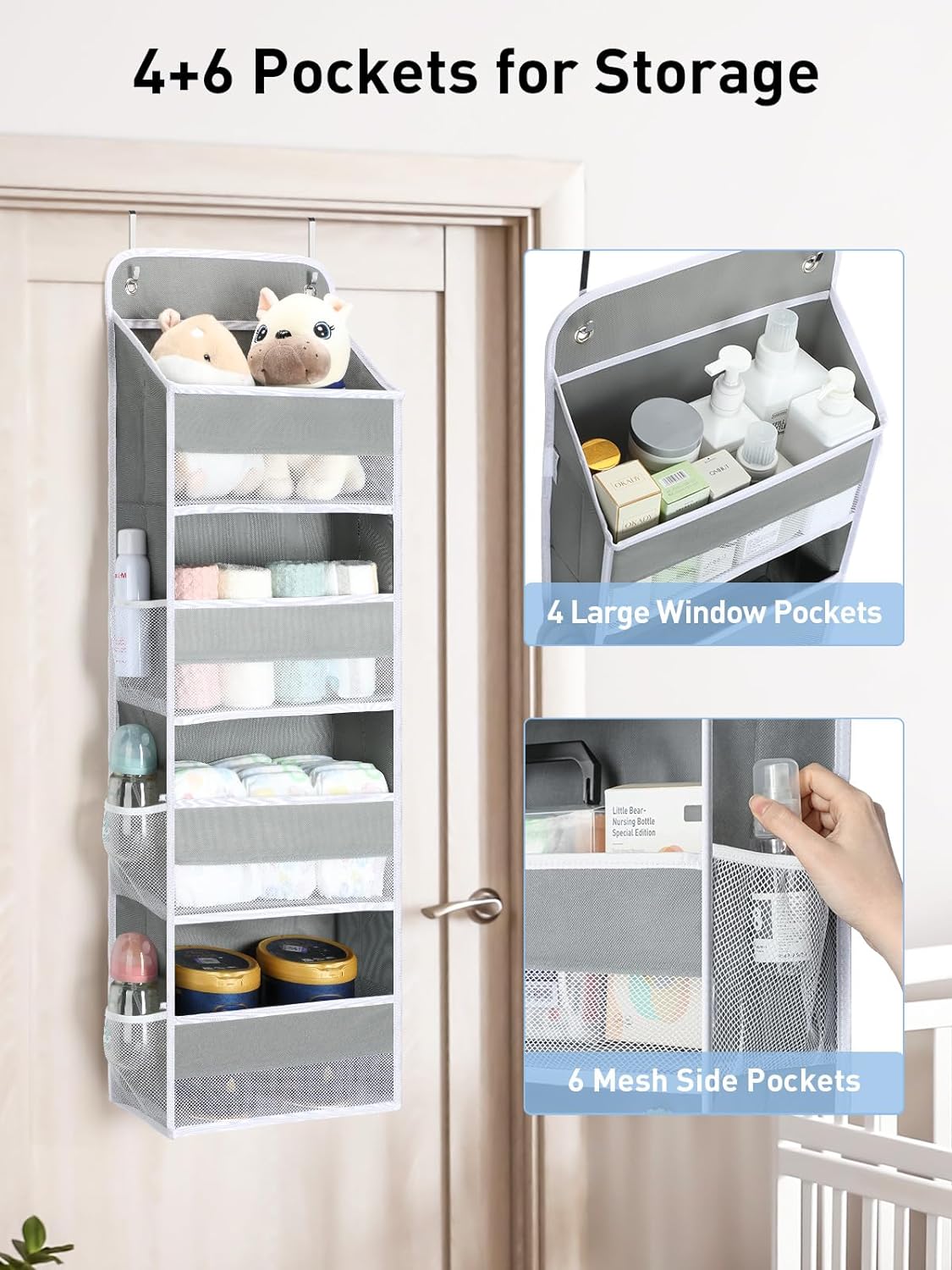 LazySpin 4-Tier Over The Door Organizer Gray photo 7