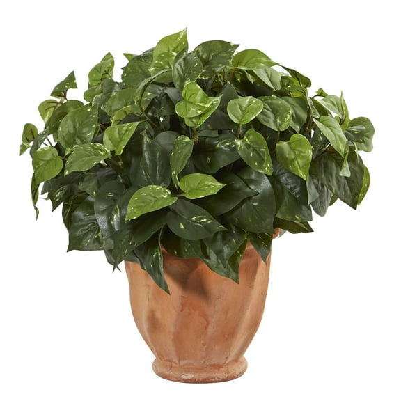 Nearly Natural 17in. Pothos Artificial Plant in Terracotta Planter