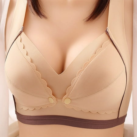 Nexjvus Nursing Bras for Breastfeeding Strap Wirefree Front Open Front Open Button Bra Fashion Bra