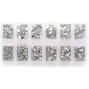Zealer 1800pcs Clear Crystal Nail Art Rhinestones Round Beads Top Grade Flatback Glass Charms Gems Stones for Nails Decoration Crafts Eye Makeup Clothes Shoes 300pcs Each (Mix SS3 6 10 12 16 20)