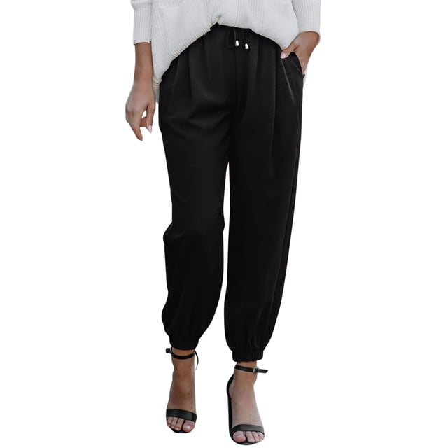 WEAIXIMIUNG Yoga Pants Plus Size Women Women High Waisted Wide Leg Pants Fashion Drawstring Elastic Trousers Comfy Straight Leg Long Pants with Pockets