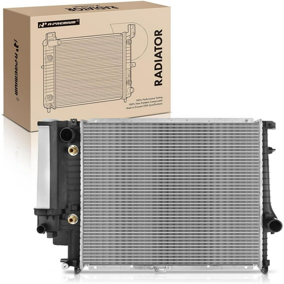 A-Premium Engine Coolant Radiator Assembly with Transmission Oil Cooler Compatible with BMW 525i 1989-1995 525iT 1993 2.5L, Automatic Transmission, Replace# 17111468469, 17111719309
