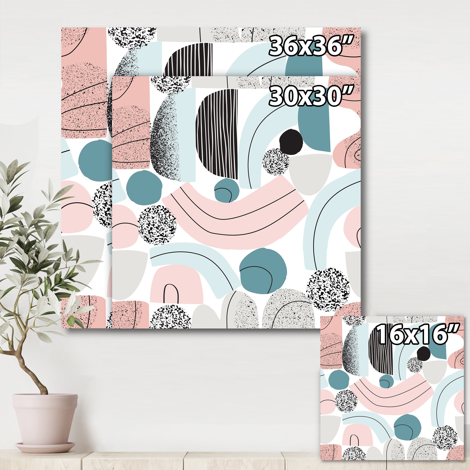Designart ' Art Collage In Pastel Colors ' Modern Canvas Wall Art Print