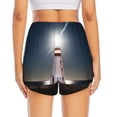 thumbnail image 4 of Xecao's Peggy's Cove Lighthouse for a double-layer running short for women, perfect for gym, tennis, and more, featuring a convenient pocket., 4 of 9