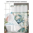 thumbnail image 4 of No Hook Cloth Fabric Shower Curtain with Snap in Liner, Teal Coastal Crab Waterproof Shower Curtains Set with See Through Top Window, Vintage Summer Beach Nautical Coral Bath Curtains Shower 36"x78", 4 of 6