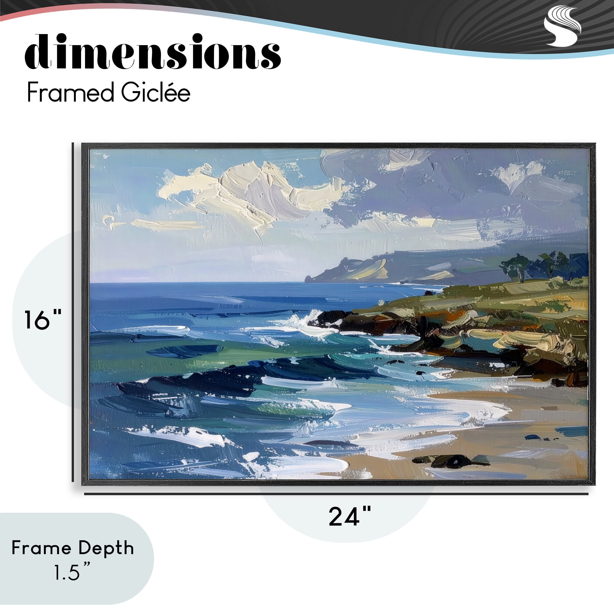 Stupell Industries Sky To Sea Impression Black Framed Giclee Art, design by Alonza Saunders