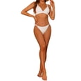 thumbnail image 2 of Women's 2 Piece Triangle Bikini Sets, Ring Adjustable Wide Straps Back Clasp Ribbed Swimwear Bathing Suits X-Large White, 2 of 5