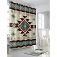 thumbnail image 3 of Southwest Boho Pattern Shower Curtain, Aztec Tribal Texture Bathroom Decor Curtains Set with Hooks, Brown Blue Green Waterproof Fabric Home Accessories， 72 X 84 Inch Extra Long, 3 of 6