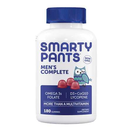 Chi Omega Block - Smarty Pants Men's Complete Multi + Omega-3 + CoQ10 Gummies, 180 Ct