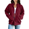 thumbnail image 5 of Corduroy Zip Up Jacket for Women Stand Collar Long Sleeve Oversized Casual Outerwear Relaxed Fit Fall Coat, 5 of 8