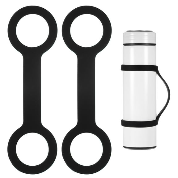 Uxcell Water Bottle Handle Carrier Strap [2PCS] - Makes Any Cup Handheld - [Black - Silicone - 9.52IN] Outdoor Essential Bottle Accessories