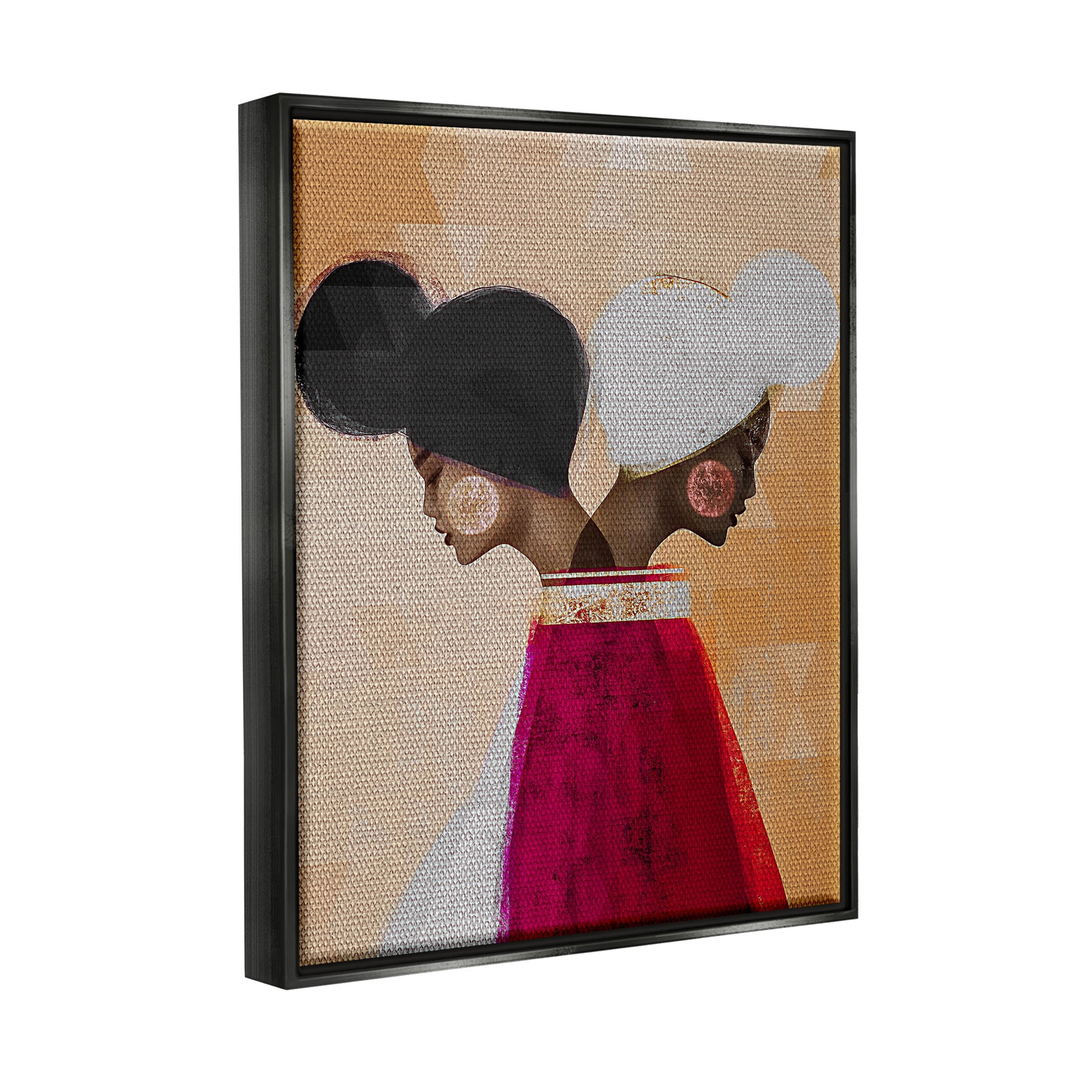 Modern Twin Girl Collage Abstract Graphic Art Jet Black Framed Art Print Wall Art
