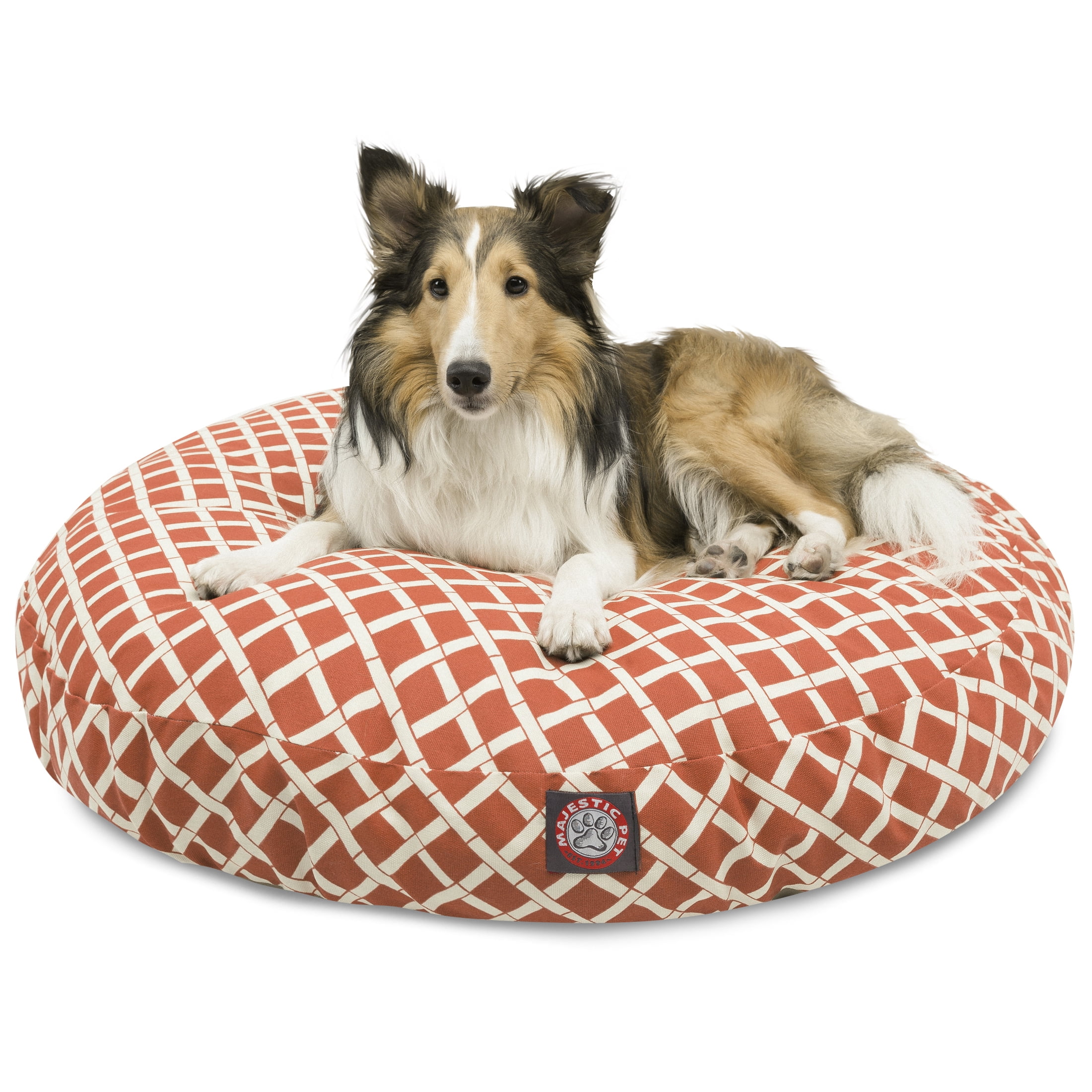 Majestic Pet Bamboo Round Pet Bed For Dogs, Removable Cover, Burnt