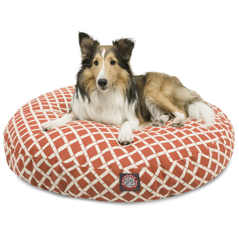 Majestic Pet Bamboo Round Dog Bed Treated Polyester Removable Cover