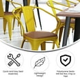 thumbnail image 6 of Flash Furniture Luna Commercial Grade Yellow Metal Indoor-Outdoor Chair with Arms with Teak Poly Resin Wood Seat, 6 of 13