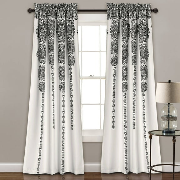 Lush Decor Stripe Medallion Room Darkening Window Curtain Set