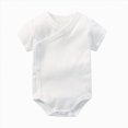 thumbnail image 2 of Infant Baby Boy Girl Summer Outfit Short Sleeve Solid Color Bodysuit Cute Romper Jumpsuit 0 3 6 9 12 18 Months Casual Newborn T-Shirt Clothes Gibobby,Newborns,White, 2 of 4
