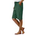 thumbnail image 4 of JSheng Summer Casual Shorts for Women Women Solid Color Elastic Waist Sports Casual Pants With Side Pockets Half Shorts Pants Army Green M, 4 of 5