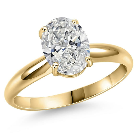 Gem Stone King 2.00 Ct IGI Certified Lab Grown Diamond in 14K Yellow Gold Engagement Ring for Women | Oval Shape | E-F Color | VS1 Clarity | Size 6