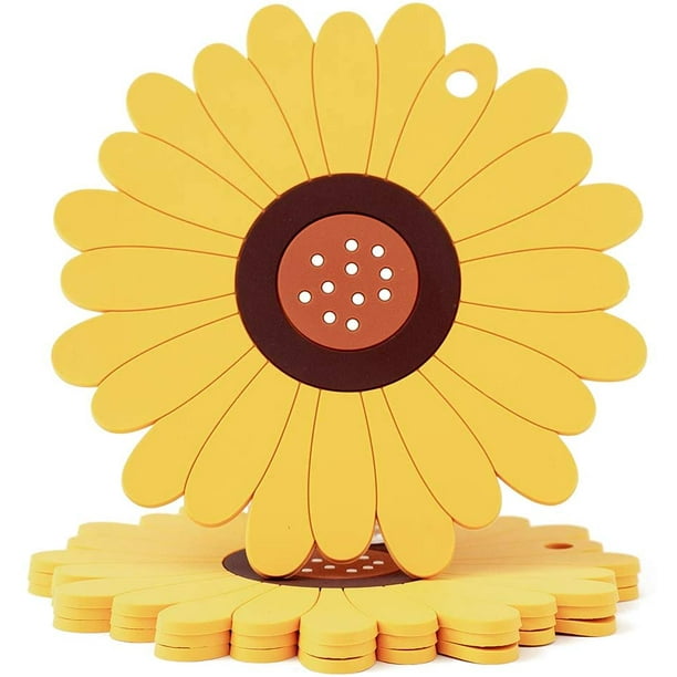 Salvamanteles de silicona de girasol para platos calientes, posavasos, regalo de inauguración de la casa para amigos y familiares Xemadio LRWJ900-6