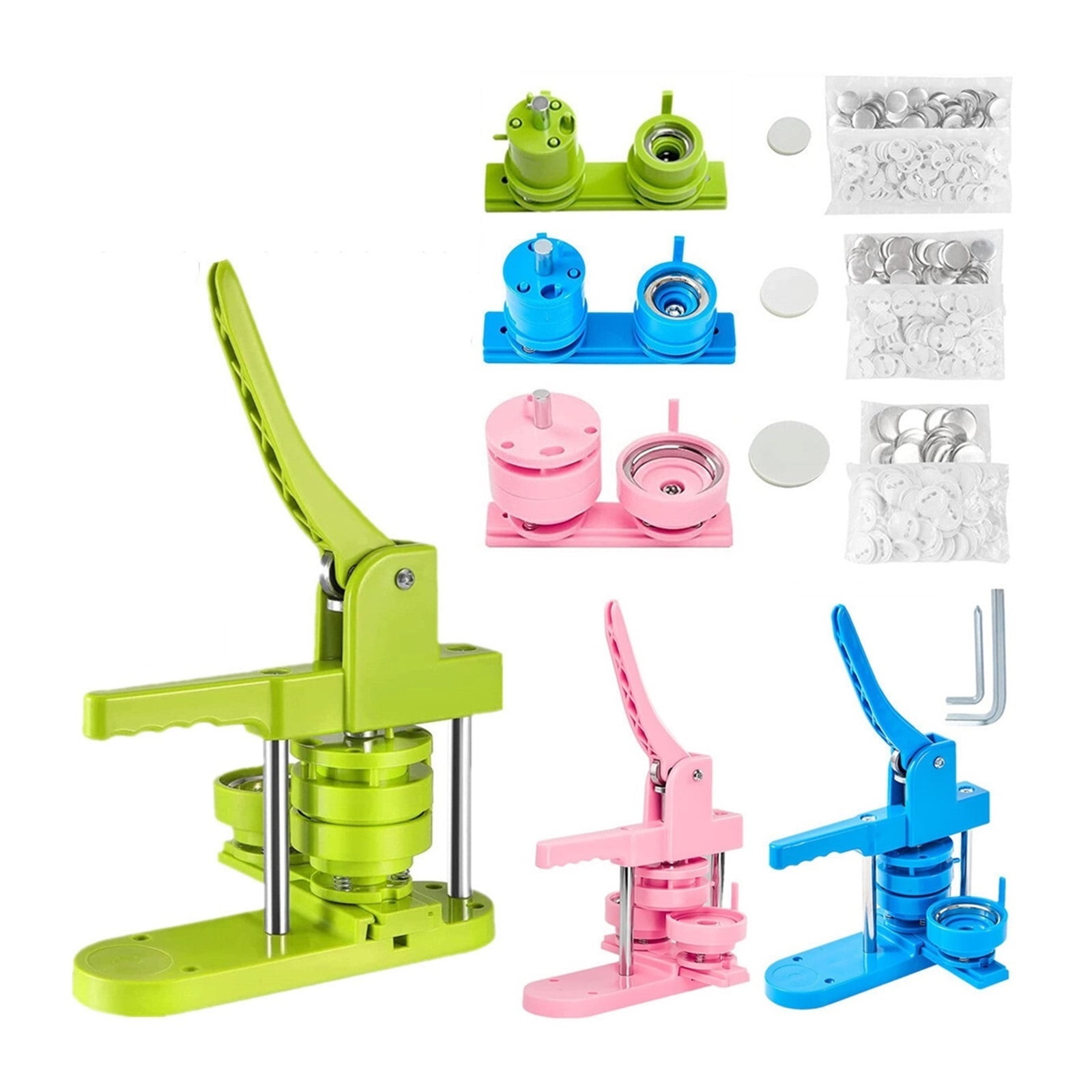 DIY Pin Badges Set Button Press Machine,25+32+58MM Badge Button Maker Machine Kit With 300Pcs Button Parts+Circle Cutter+3 s