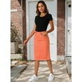 thumbnail image 3 of DARING DIVA Women's Jean Back Vent Midi Length Denim Skirts XL Red Orange, 3 of 6