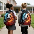 thumbnail image 3 of KUIFORTI Fire Football Lightweight Backpack and Lunch Box Kid Backpack Set 4Pcs Boys School Bag Pencil Bags Water Bottle Sleeve for Elementary Primary Middle School Back to School, 3 of 7